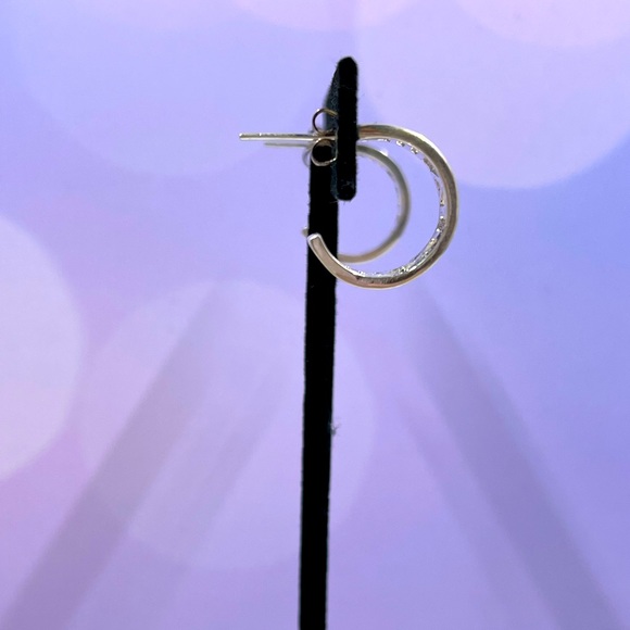 Vintage Sterling Silver Roman Numeral Hoop Earrings - Picture 3 of 8